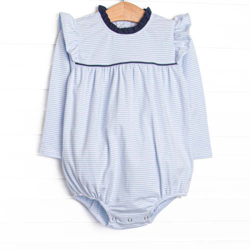 Grace Long Sleeve Bubble, Navy and Light Blue Stripe – Stitchy Fish