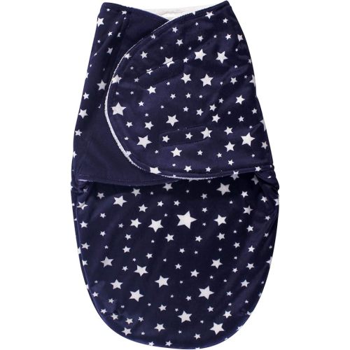 Hudson Baby Unisex Baby Plush Swaddle Wrap, Navy Star, 0-3 Months