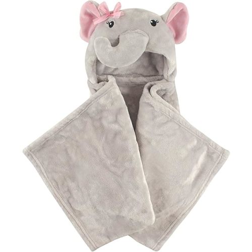 Hudson Baby Unisex Baby and Toddler Hooded Animal Face Plush Blanket, Pretty Elephant, One Size