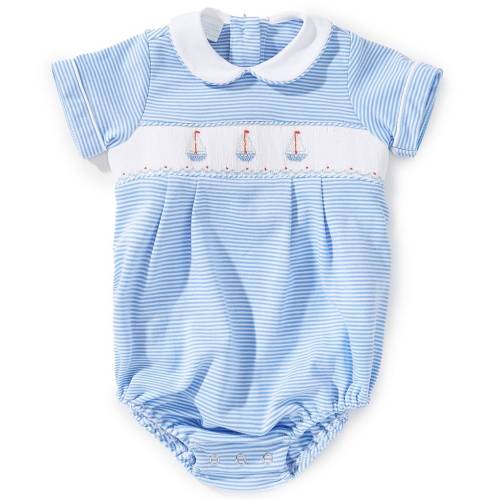 Edgehill Collection Baby Boys Peter Pan Collar Sailboat Bubble Romper