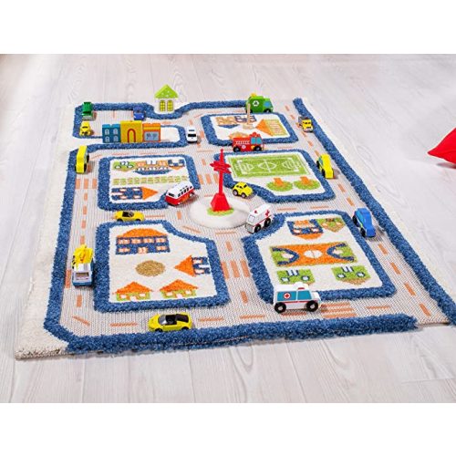 3D Play Carpets, 59 x 39 Inch, Traffic Educational Toddler Mat Rug for Bedroom, Kids Den, or Playroom, Medium