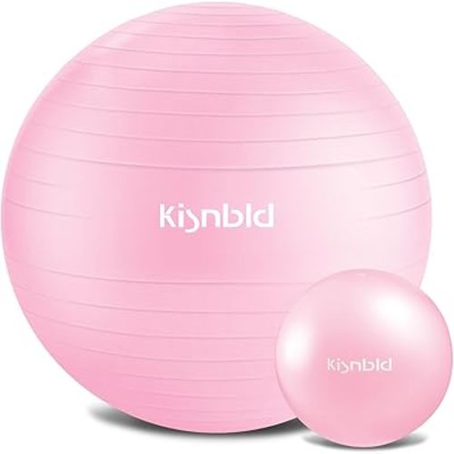 kisnbld Exercise Ball, Extra Thick Yoga Ball for Workout Pregnancy Stability, 4 Sizes Anti-Burst Balance Ball with Foot Pump - Heavy Duty Fitness Ball Chair for Office, Home & Gym