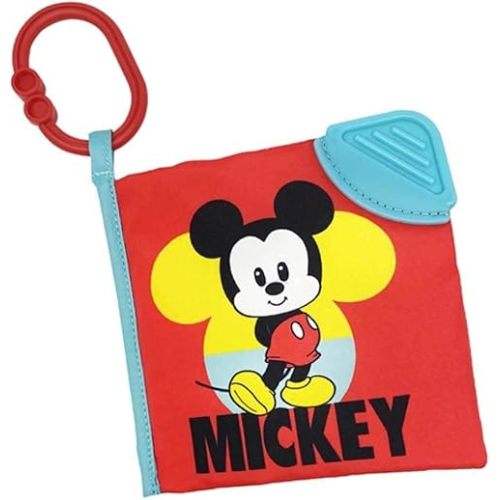 KIDS PREFERRED Disney Baby Mickey Mouse High Contrast Soft Book with On The Go Clip and Teether, 5 Inches, Multicolor (KP81255)