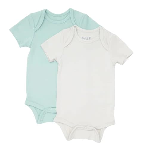 KYTE BABY Unisex Bodysuits, 2-Pack Short Sleeve Baby Bodysuits, 97% Rayon made from Bamboo, 3% Spandex