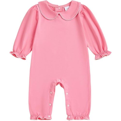 Merqwadd Baby Coming Home Outfit Boy Girl Cotton Long Sleeve Romper Jumpsuit Plain One-Piece Clothes