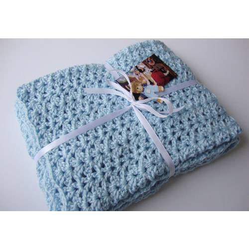 Crochet Baby Blanket: Soft Acrylic, Baby Blue, Newborn Gift with Mini Blankets