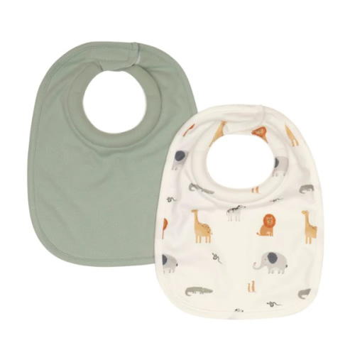Roll Neck Bibs 2pk - Wild Animals