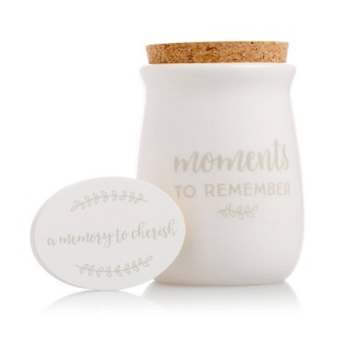 Pearhead Ceramic Gratitude Token Jar - White: Decorative Bank, Ceramic, Paper Material