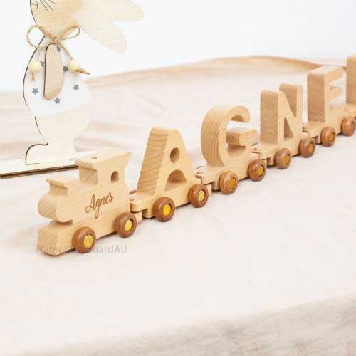 Personalized Wooden Train with Custom Train, Wooden Train Set, Wooden Toddler Toys, Children's Sensory Toys, Custom Children's Gifts