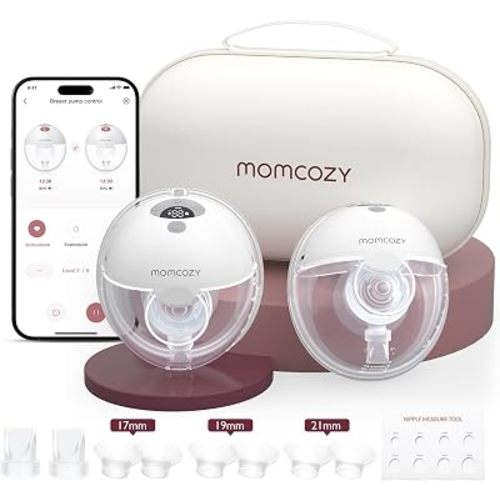 Momcozy M5 Smart APP Controlled Wearable Breast Pump, 2-Pack Quill Gray