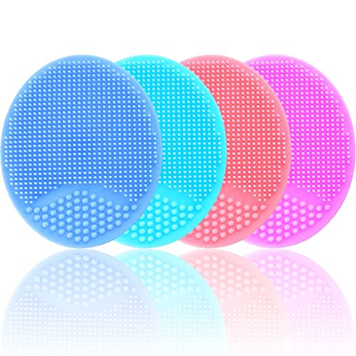 MR LION Baby Cradle Cap Brush, Baby Bath Brush, Silicone Massage Brush, Silicone Scrubbers Exfoliator Brush, Baby Brush for Cradle Cap and Dry Skin (Green & Blue & Pink & Purple)