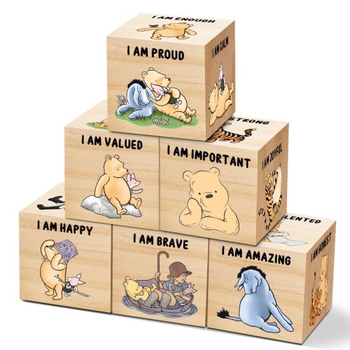 6 Pcs Classic Winnie Nursery Decor For Girls & Boys Wooden The Pooh Table & Shel