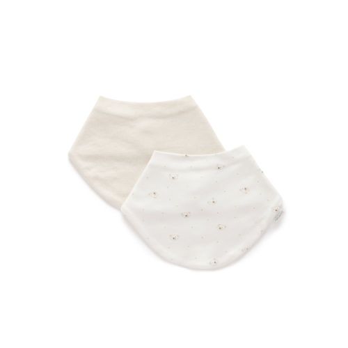 Purebaby 2 Pack Bib Essential Bear White One Size Fits All