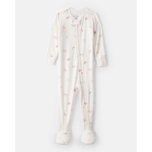 Baby Girl Painting & Coloring Print PurelySoft Long-Sleeve 2-Way Zip 1-Piece Pajamas - Ivory | Carter's