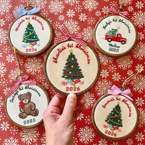 Personalized Baby's First Christmas Ornament: Embroidered Keepsake Ornament