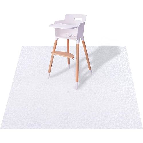Plastic Splat Mat for Baby, Easy Cleaning Vinyl Floor Mat for Eating Messes, Waterproof High Chair Floor Protector Feeding Cover by MatLeya