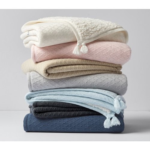 Pottery Barn Kids Luxe Cable-Knit Sherpa Baby Blanket