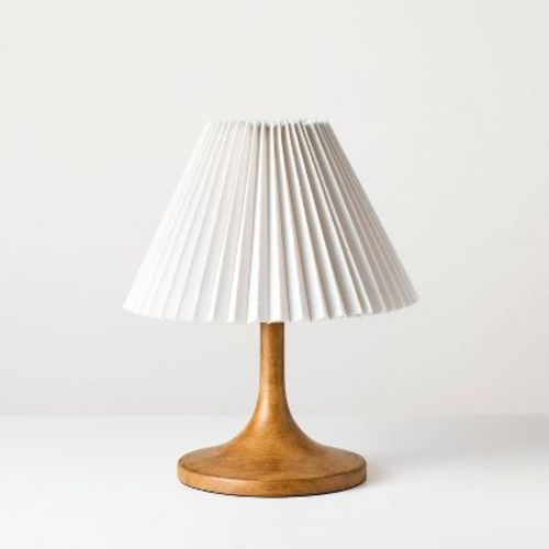 Wooden Mid Tone Lamp with Pleated Shade - Hearth & Hand™ with Magnolia