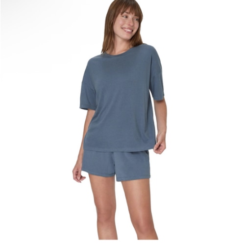 Hanes Women's Originals 2 Piece Lounge, Comfywear Supersoft Boxy T-Shirt & Sleep Shorts Loungewear Set