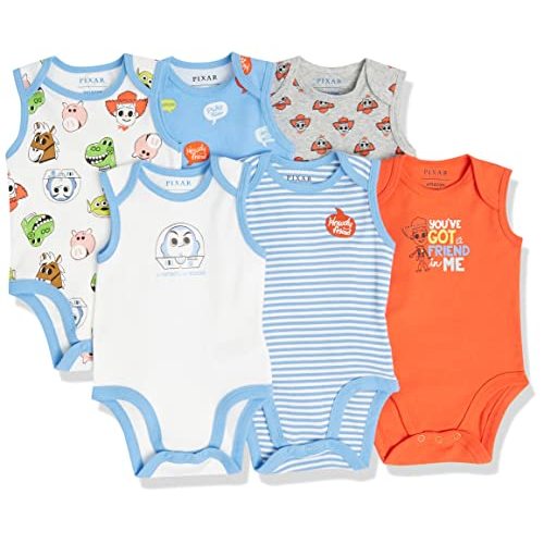 Amazon Essentials Disney | Marvel | Star Wars Baby Boys' Sleeveless Bodysuits, Pack of 6