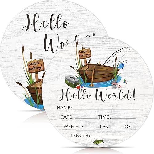 Birth Stat Sign for Newborn, Fishing Baby Announcement, Gone Fishing Hello World Name Sign for Hospital, Gift for New Mom, Baby Shower, Pregnancy Announcement, Photography Prop