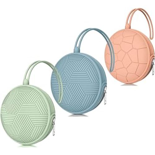 Smlpuame 3 Pack Portable Pacifier Holder Case Set, Cover Pouch Bag for Diaper Bags, Baby Carriage Storage Container Box, Easy to Clean (Blue+Muted Red+Mint)