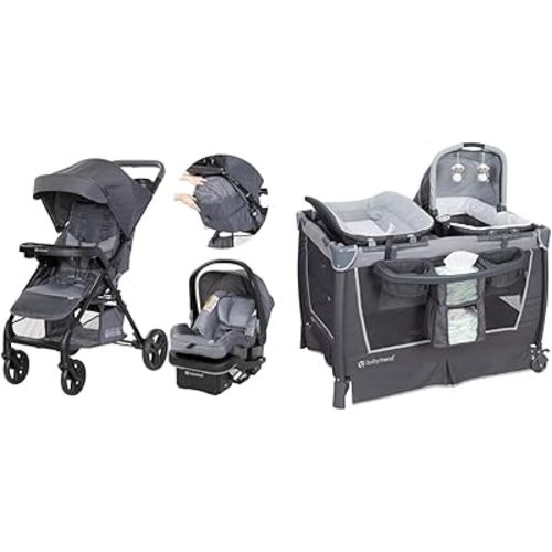 Baby Trend Passport Cargo Travel System with EZ-Lift 35 Plus Infant Car Seat and Nursery Center Playard with Bassinet and Changing Table