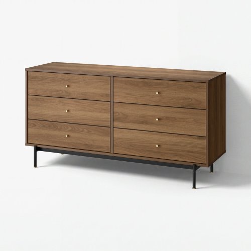 RÅDMANSÖ 6-drawer dresser - brown walnut effect 62 5/8x18 7/8x31 7/8 "