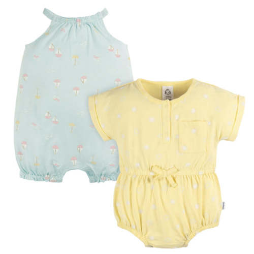 2-Pack Baby Girls Sailboats Rompers 3-6M
