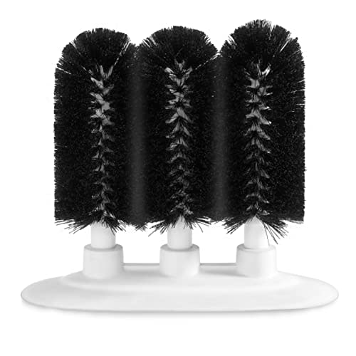 New Star Foodservice 54484 Triple Brush Bar Glass Washer - 3 Brushes - Suction Base, Non-Battery