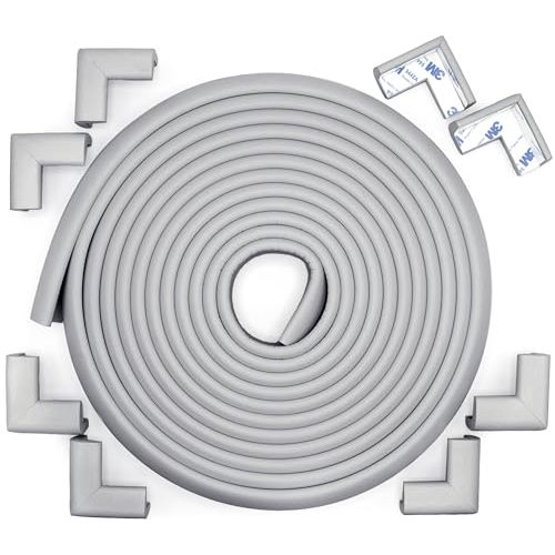 Roving Cove Slimfit Corner Edge Protector for Baby Proofing (Small 18ft Edges 8 Corners), Furniture Safety Bumper Guard, Soft NBR Rubber Foam, 3M Adhesive, Stone Grey