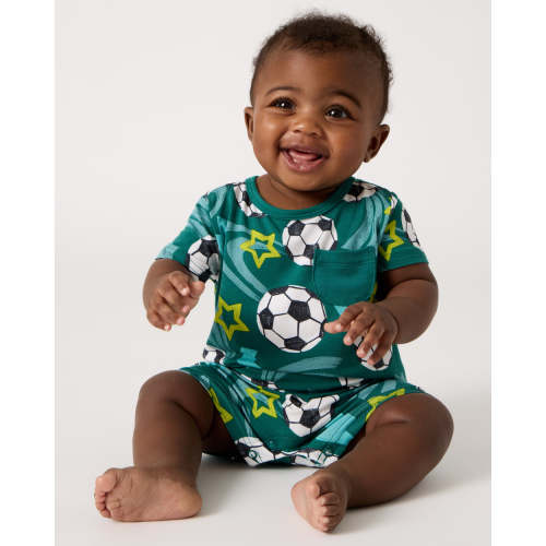 Soccer Stars Pocket Shorty Romper | Little Sleepies