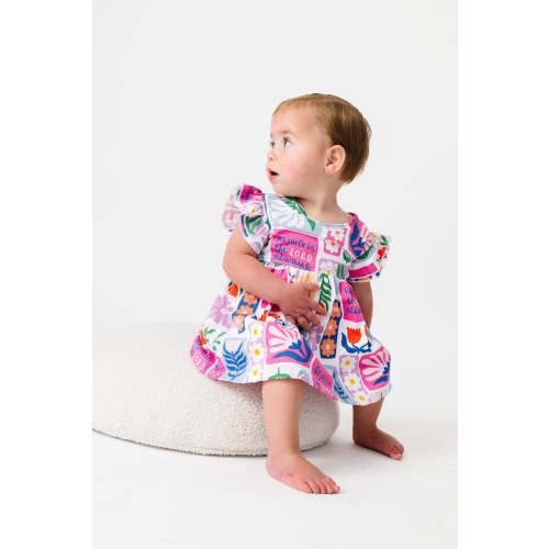 Baby Rejoice in the Lord Floral Twirl Dress Bodysuit Cotton | Short Sl – Holy Pals