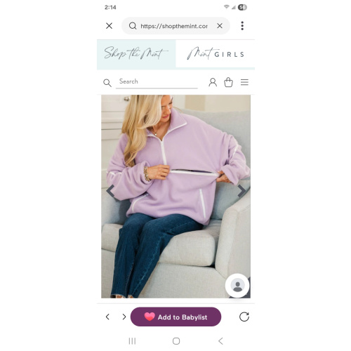 NURSING COLLECTION: Warm Wishes Lavender Lined Pullover