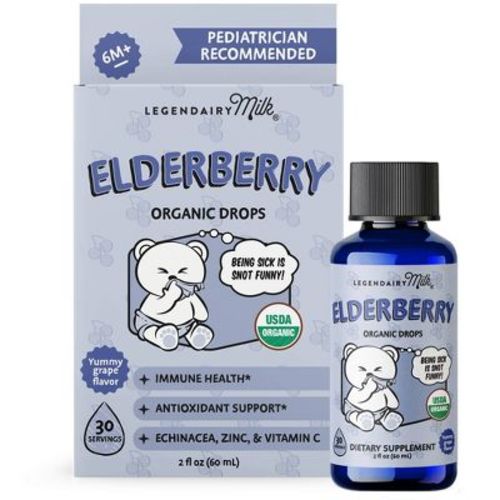 Legendairy Milk Organic Infant Elderberry Drops, Immune Support for Babies and Toddlers - 2 fl oz