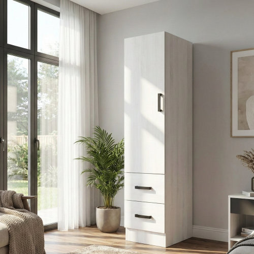 Ebern Designs Wardrobe Armoire Closet With 2 Drawers And Door That Can Open From Either The Left Or Right. & Reviews | Wayfair
