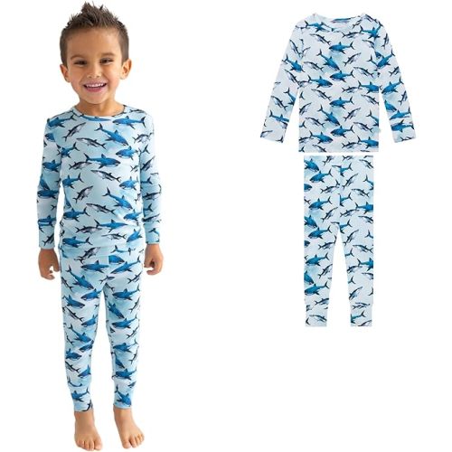 Posh Peanut Boys Pajamas - PJs for Kids Made of Soft Viscose from Bamboo, Long Sleeve Toddler PJs & Matching Boys Pajama Sets