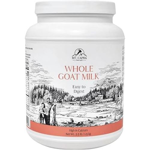 Mt. Capra Whole Goat Milk | Powder from Non-GMO, Grass-Fed Goats, Creamy, Great Tasting, Easy to Digest, A2 Milk | 40 Servings - 2.5 Pounds