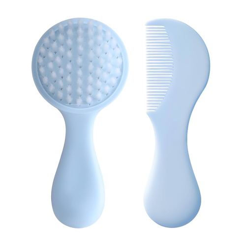 Baby Hair Comb Set Soft Baby Hair Brush Baby Comb Hair Comb Set Newborn Baby Hair Brush and Comb Set Baby Care Hair Brush for Girls and Boys,Baby Hair Brush Set for Newborns, Blue