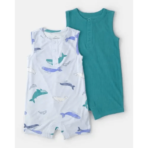 Baby 2-Pack Whale PurelySoft Sleeveless Romper Set - Blue | Carter's