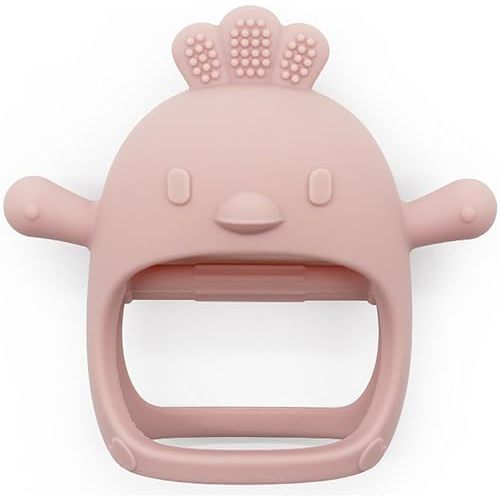 Silicone Teether Toy, BPA Free, Anti Dropping Wrist Hand Teethers Baby Chew Toys, for Sucking Needs, for Soothing Teething Pain Relief (SZYJAA-Rose Pink)