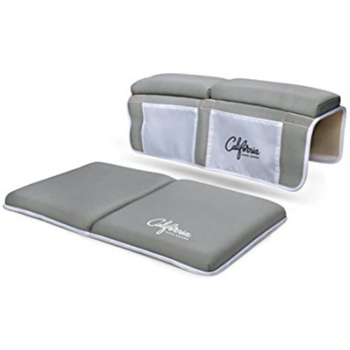 Bath Kneeler and Elbow Rest Bundle | Cushion Protection for Parents During Baby Bath Tub Time with Extra Wide, Non Slip, Thick 1.5 Inch Foam in Gray by California Home Goods