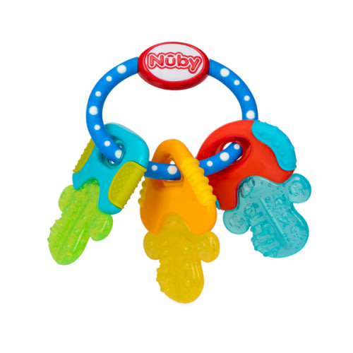 Nuby Ice Gel Teether Keys - Silicone Soothing Baby Teether Toys for Infants - Gentle for Sore Gums Colorful and Fun Toys - Safe and Durable Infant Baby Teething Toy - Blue