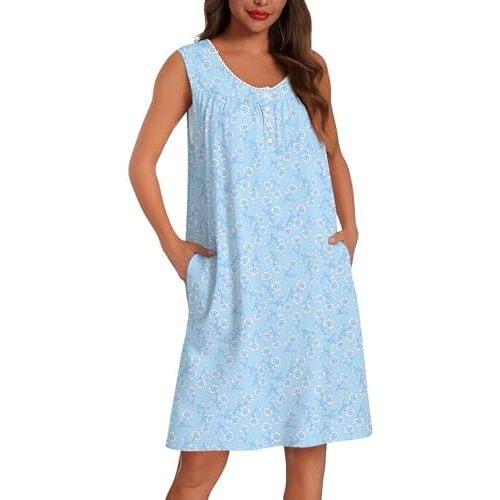 Ekouaer Cotton Nightgowns for Women Tank Sleeveless Night Gowns