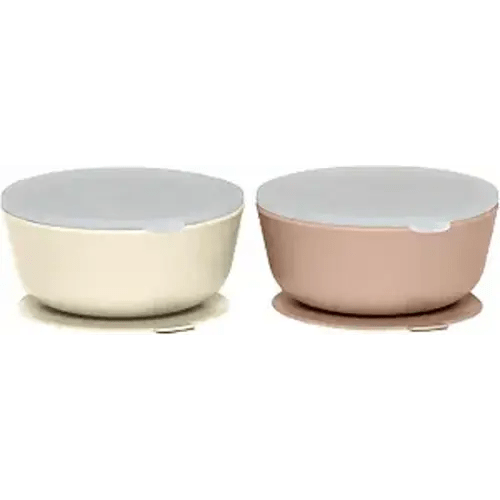WeeSprout Suction Bowls for Baby & Toddlers (Set of 2) - 100% Silicone w/Plastic Lid - Leak Proof Feeding Supplies - Dishwasher & Microwave Safe Infant Dinnerware w/Extra Strong Base