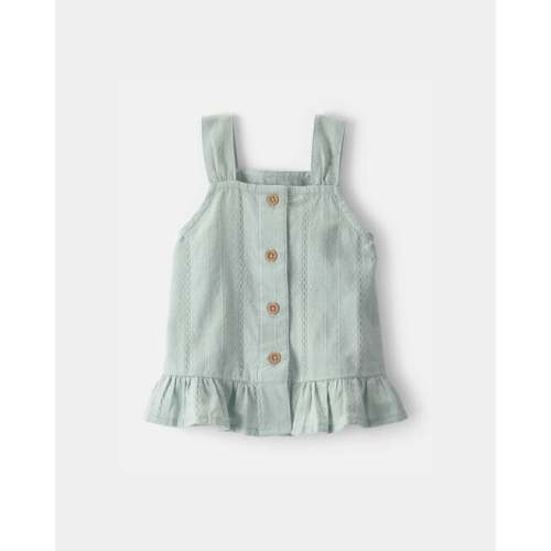 Baby Girl Button-Down Peplum Tank Top - Green - OshKosh B'gosh | Carter's