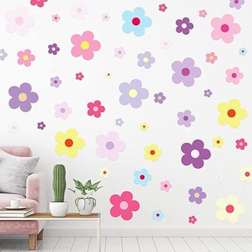 Taobary 288 Pcs Flower Wall Stickers, 9.1 x 11.4 Inch, Lovely Colors