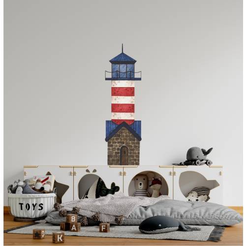 Lighthouse #2 Wall Decal Nautical Sea Watercolor Removable Fabric Wall Sticker