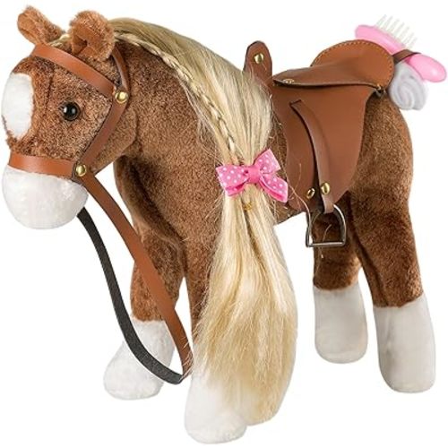 HollyHOME Horse Stuffed Animal，Horse Toys for Girls, Brown Pony, 11"