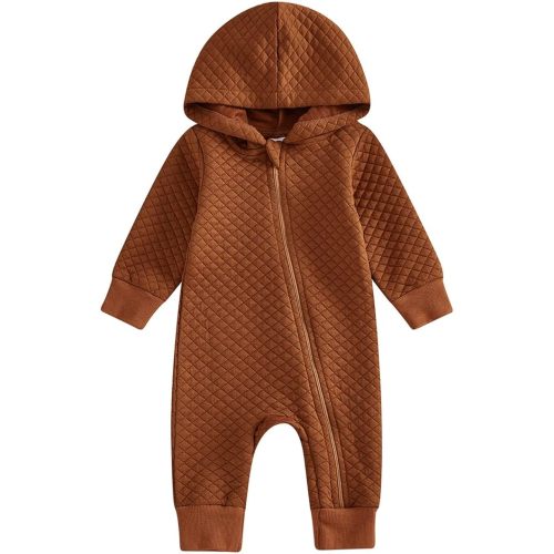 Newborn Baby Boy Girl Fall Winter Clothes Zipper Hooded Romper Cute Long Sleeve Jumpsuit Warm One Piece Outfit